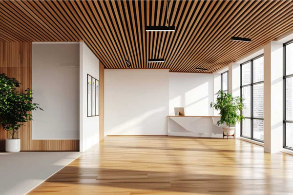 False Ceiling Systems Gypsum and Wooden Baffle